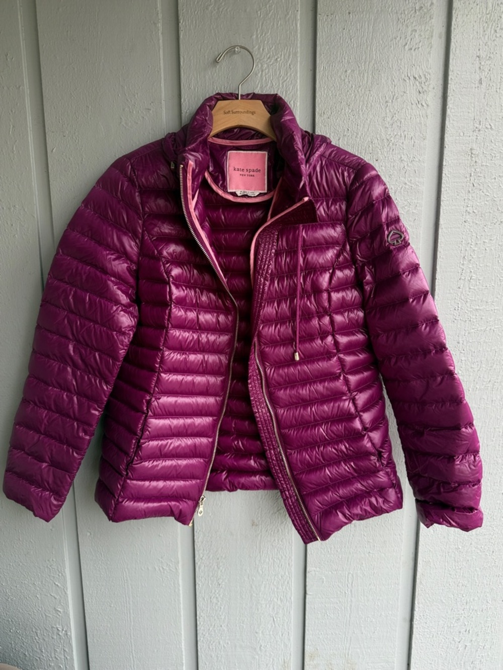 kate spade Women's Magenta Packable Down Puffer Jacket size M